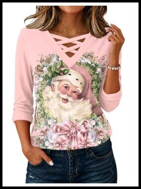 Women's Long Sleeve Criss Cross V Neck Casual Blouse